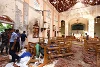 Az egyik merénylet színhelye: a Szent Sebestyén templom maradványai Negombo városában. | Stringer/Getty Images