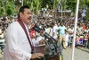 Der Menschenrechtsverletzer Mahinda Rajapaksa im Wahlkampf; er wurde 2015 nach zehnjähriger Präsidentschaft nicht wiedergewählt (flickr:presidentrajapaksa)